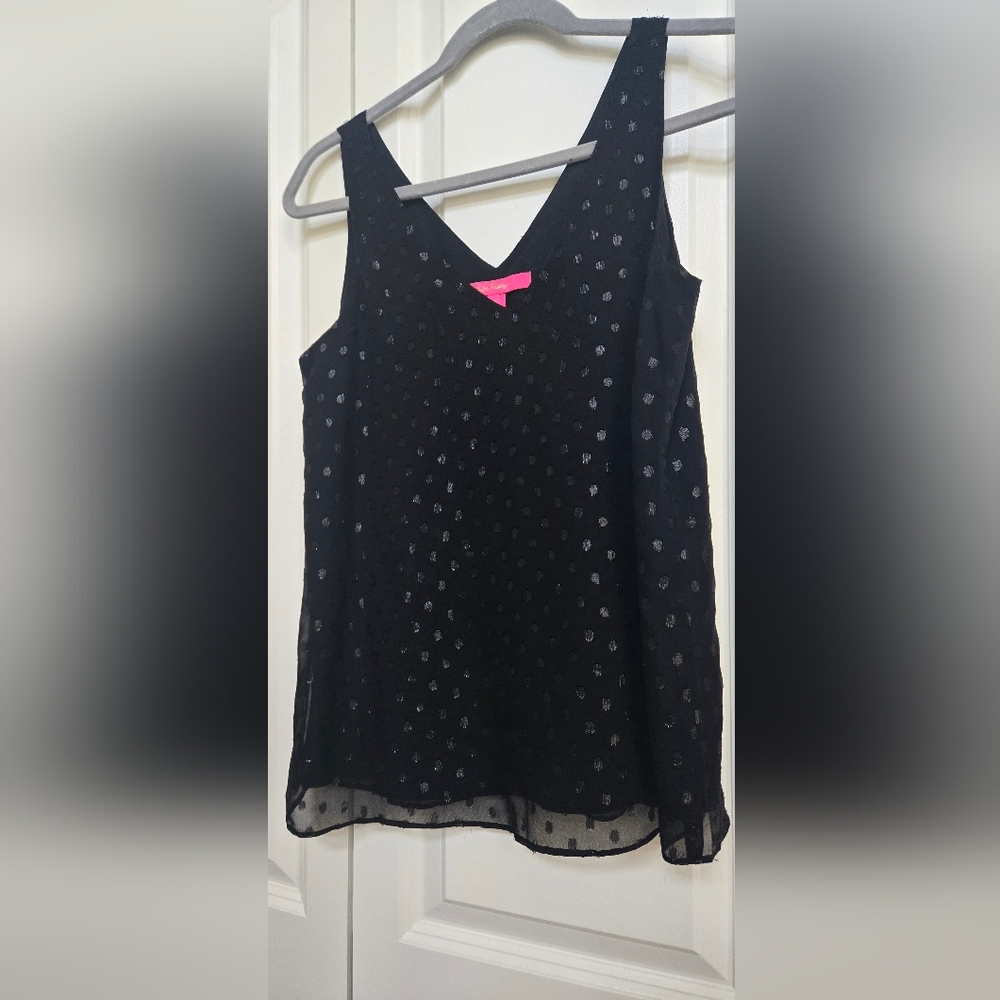Lily Pulitzer black polkadot top